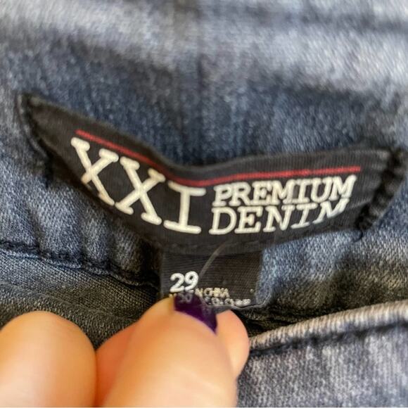 Forever 21 29 blue skinny pants Pirate Vibes mid-rise button - Picture 4 of 8